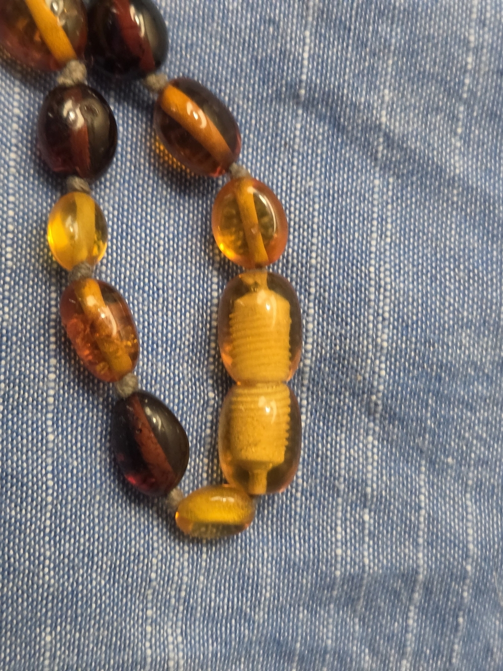 Genuine Amber Bead Necklace - Honey and Cognac - Picture 3 of 4